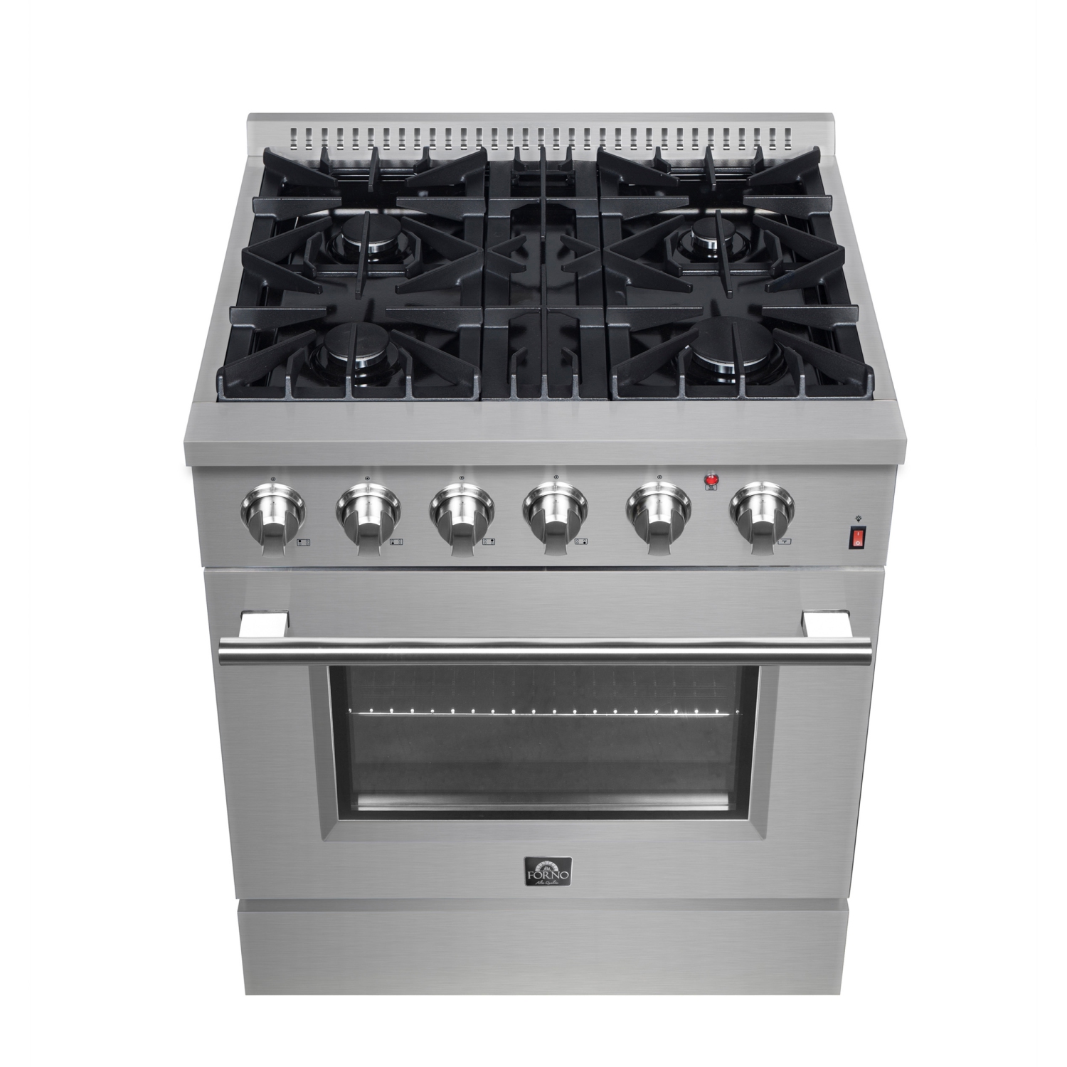 Forno Marco 30-inch Dual Fuel Range Stainless Steel, 4 Sealed Burners - 37,000 BTU, 4.32 cu.ft. True Convection Oven