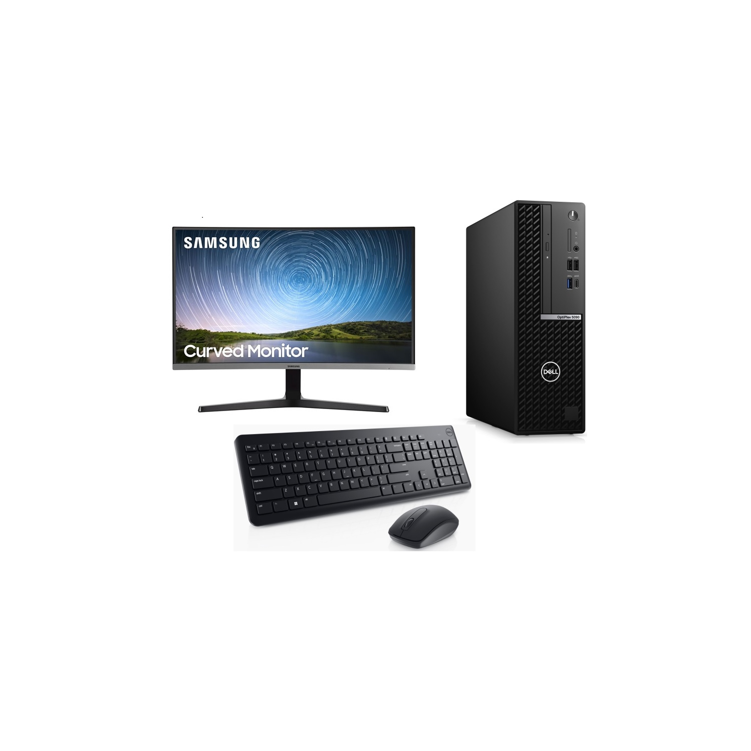 Refurbished ExcellentDell OptiPlex 5090 SFF Desktop - Intel Core i5-10500T, 16GB RAM, 1TB SSD , Windows 11 Pro, With 32-Inch(C32R500FH) Samsung LED Curved Monitor