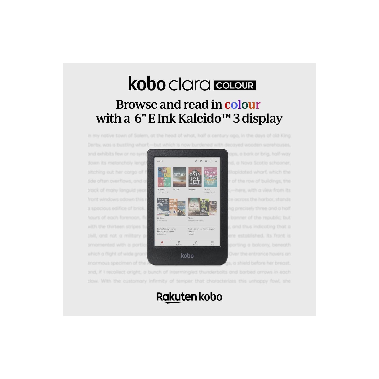 Liseuse numérique à écran tactile couleur de 6&nbsp;po Clara de Kobo - Noir - Boîte ouverte
