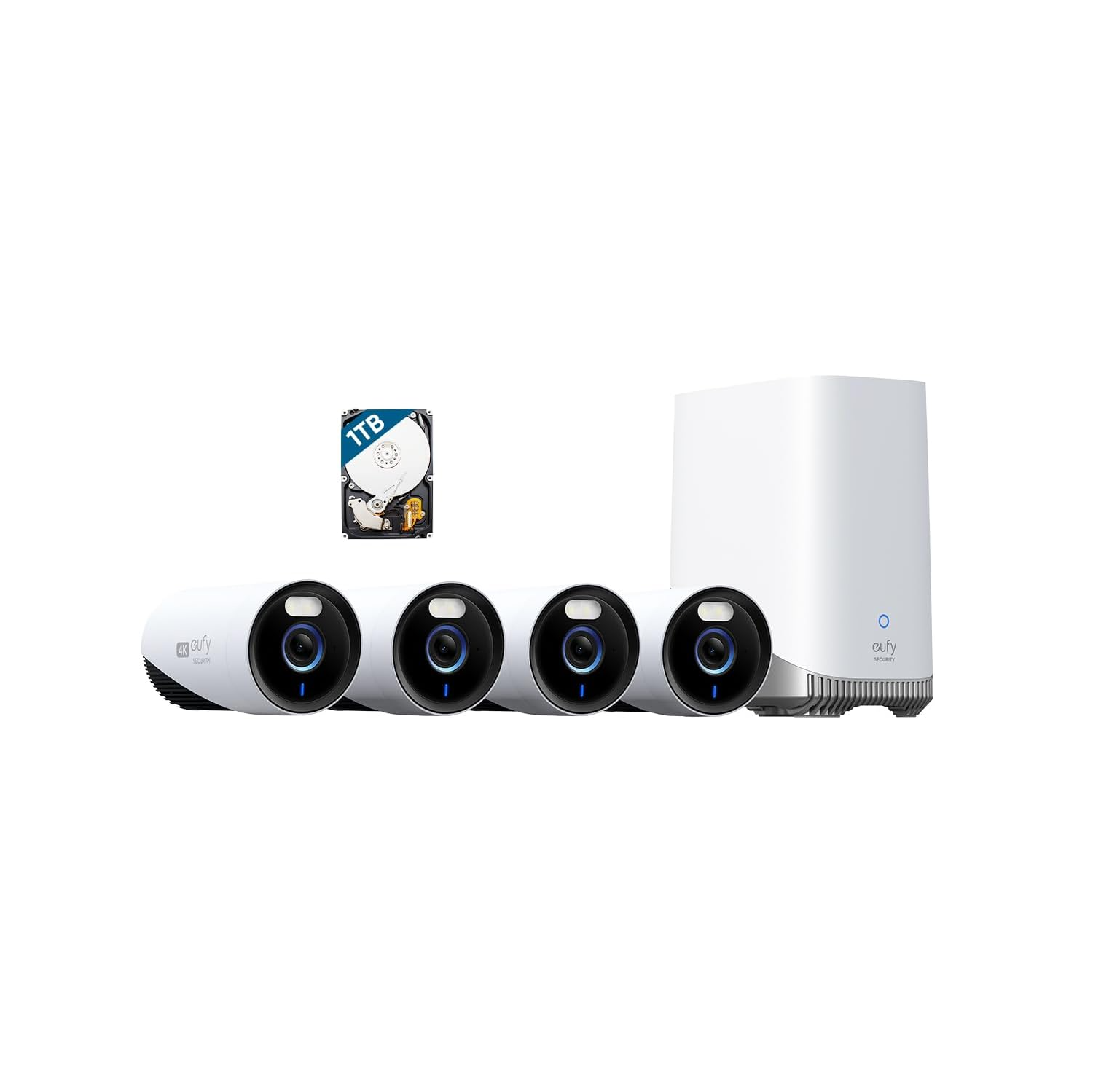 Refurbished (Excellent) - eufy Security 4K Outdoor eufyCam E330 (Professional) 4-Cam Kit, Plug-in, Wi-Fi NVR Security Camera System with No Monthly Fee and Local Storage