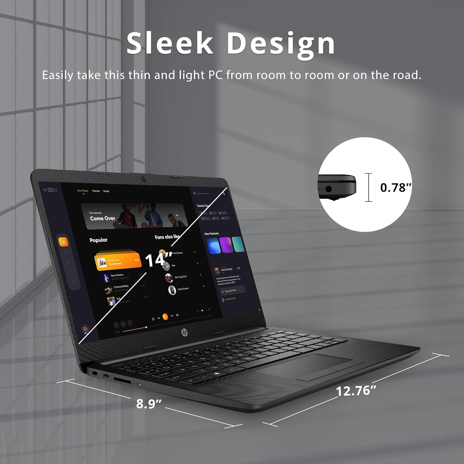 HP 14" HD Anti-Glare Laptop, AMD Athlon Silver 3050U, 1TB SSD, 16GB RAM, AMD Radeon Graphics, Webcam, Bluetooth, HD Audio, Windows 10s, Black, 32GB