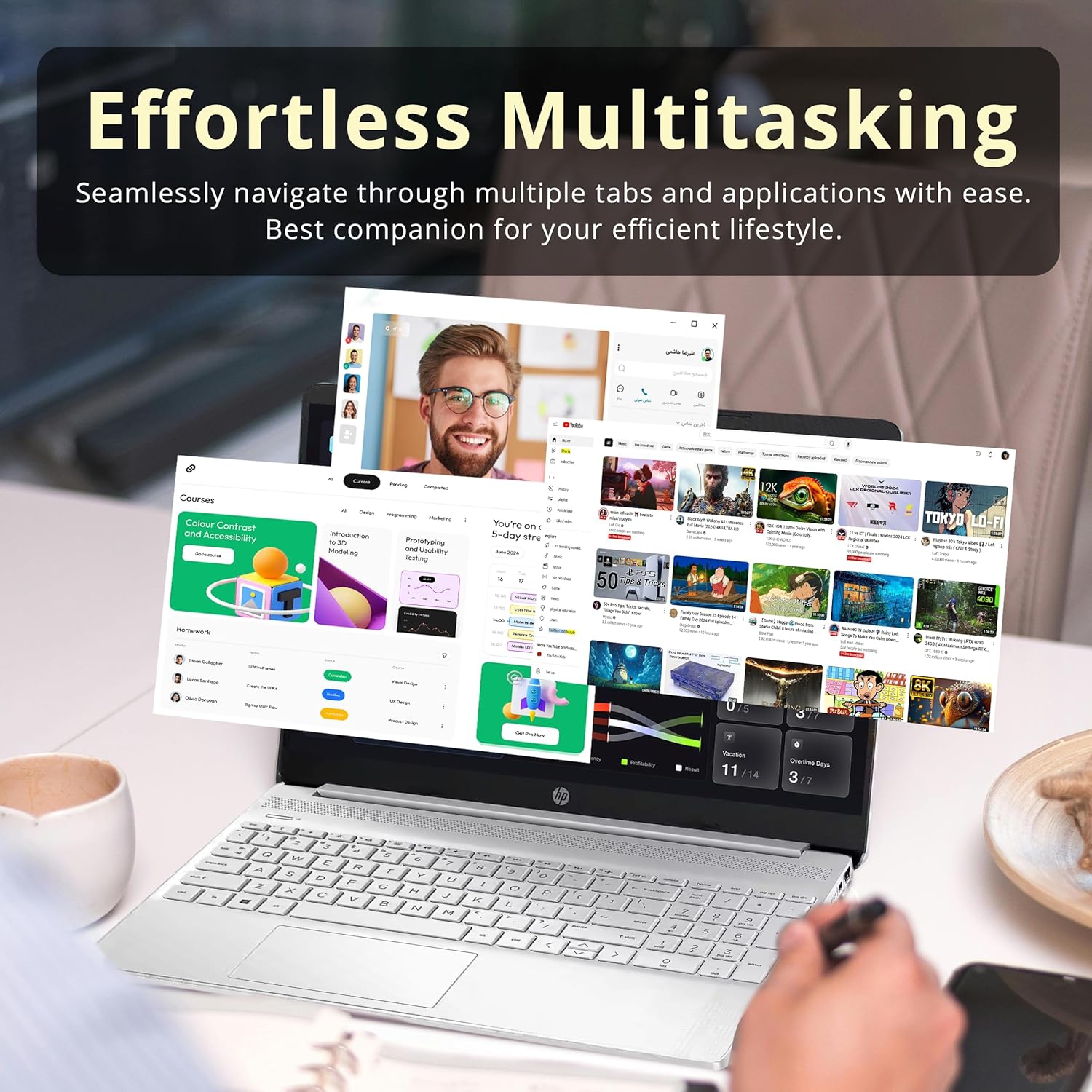 HP – Ordinateur portatif à écran tactile HD de 15,6&nbsp;po, Pentium Gold 7505 Intel, stockage 672&nbsp;Go, mémoire vive 8&nbsp;Go, clavier