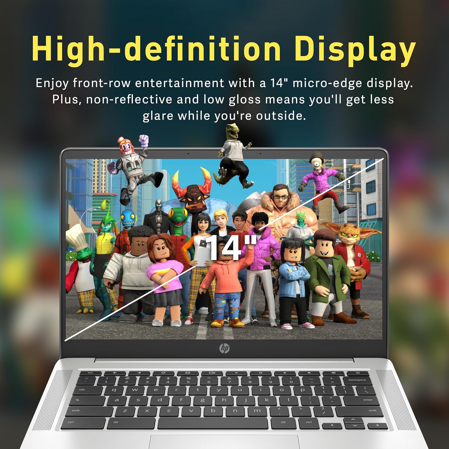 HP Chromebook 14" FHD Anti-Glare Laptop, AMD 3015Ce, 224GB Storage(64GB eMMC+160GB Docking Station), 4GB RAM, AMD Radeon Graphics, 720p HD Camera,