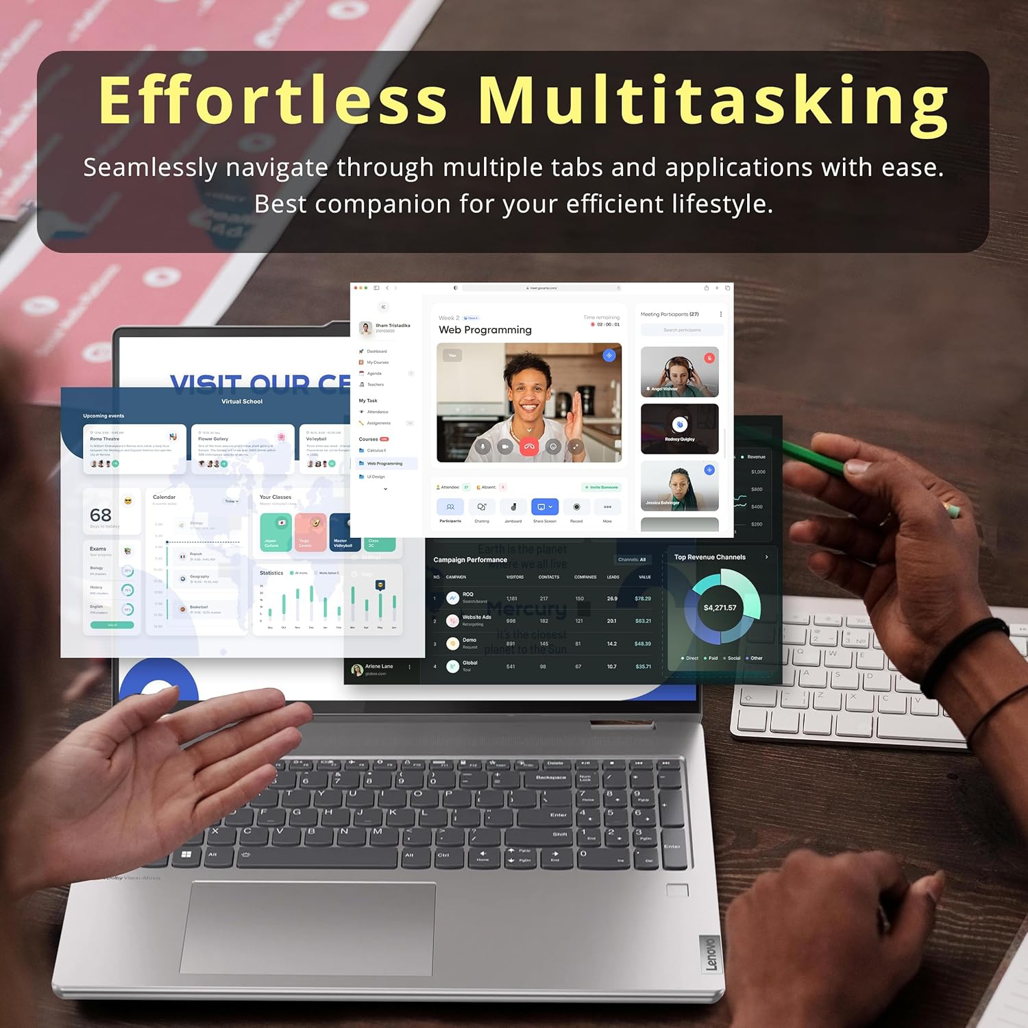 Lenovo Yoga 7 2-in-1 16" 2K Touchscreen Laptop, AMD Ryzen 7 8840HS, 2.28TB Storage, 16GB LPDDR5X, Backlit Keyboard, Win 11, Artic Grey