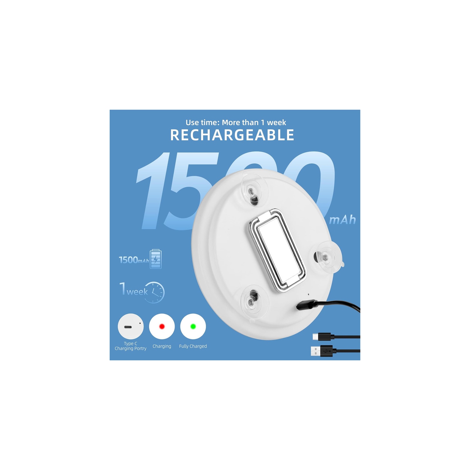 Grand miroir grossissant de 6 po avec lumière 30x, miroir de voyage avec grossissement 30x, miroir grossissant 30x avec lumière, ventouse 3 et