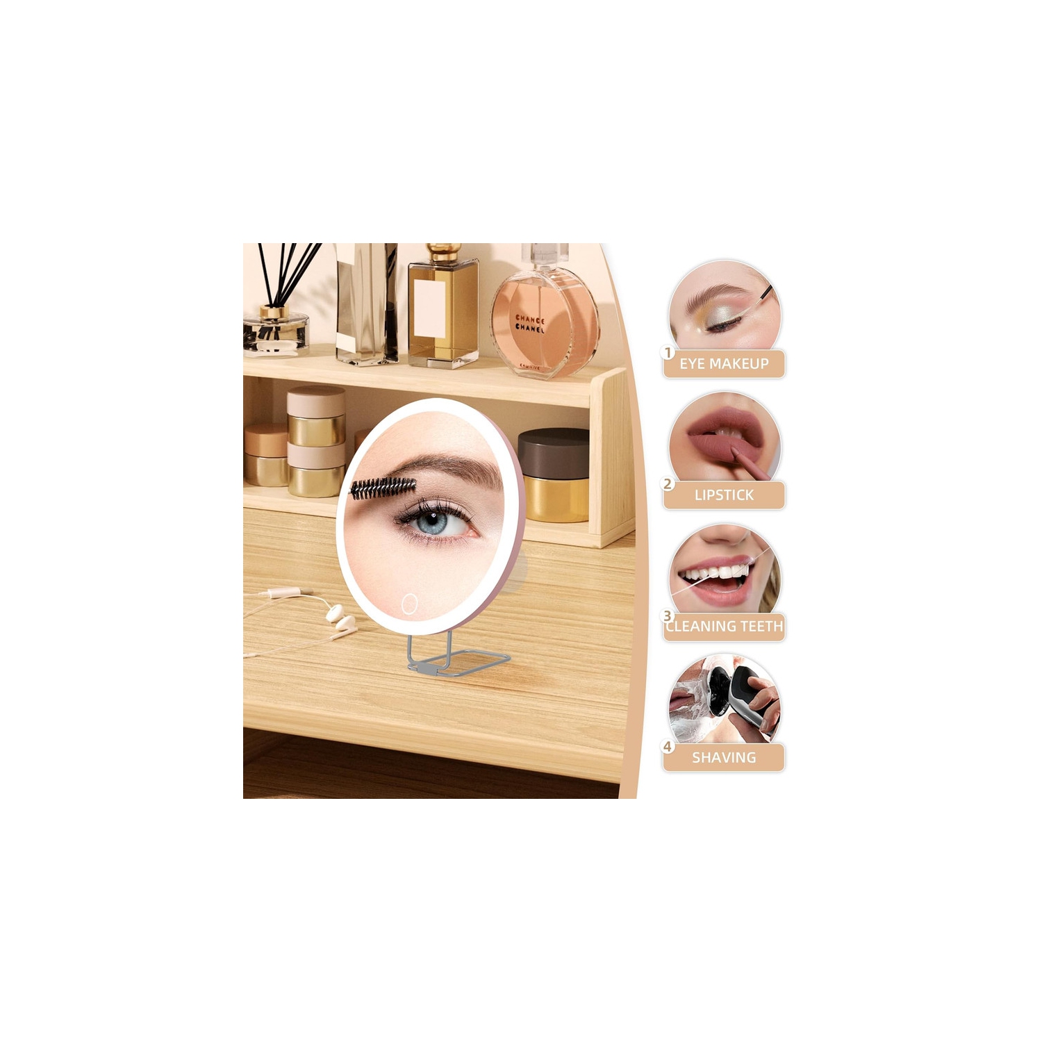 6'' Makeup Magnifying Mirror, Lighted Makeup Mirror with Magnification 30x Travel Magnifying Mirror, 30X High Magnifying Mirror with 3 Suction Cups &