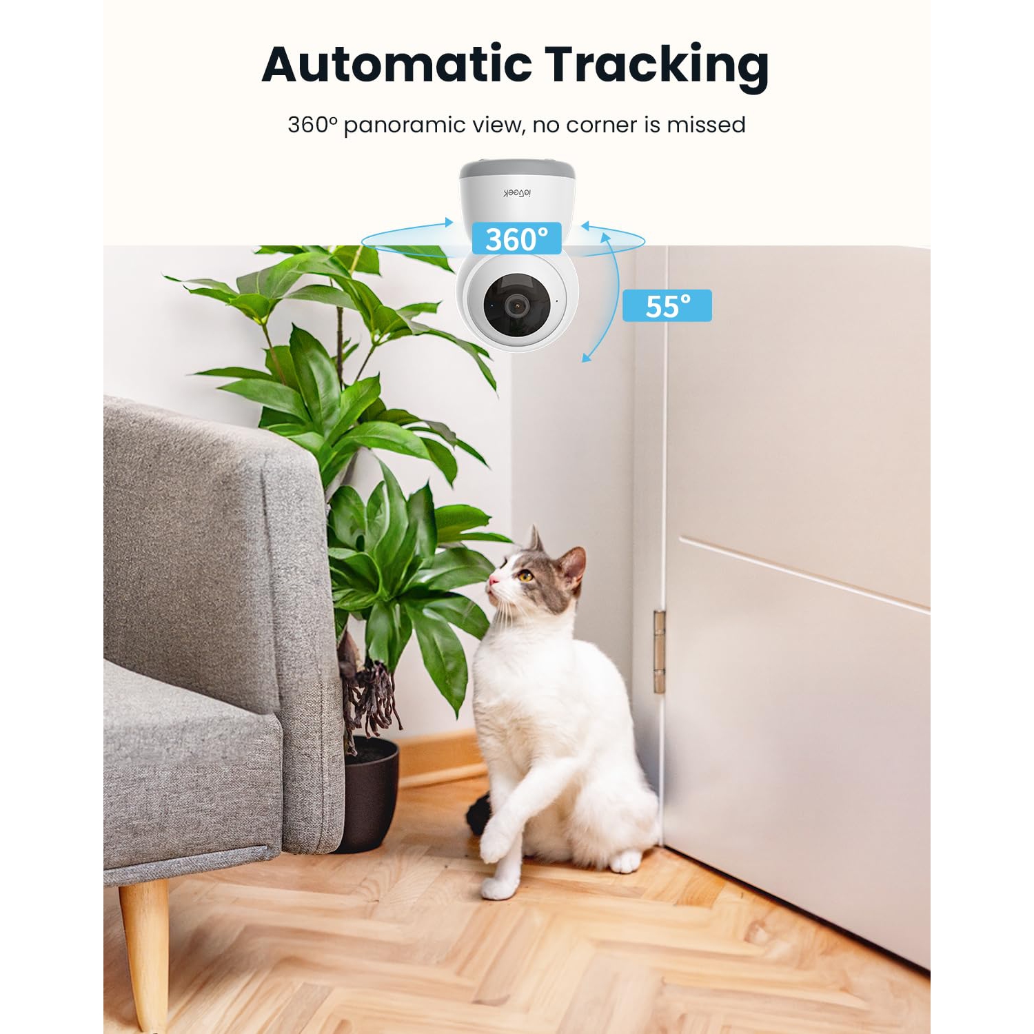 ieGeek 5MP Indoor Security Camera,5G&2.4G WiFi Baby Monitor Pet Cameras,Video Cam with Phone App,Smart Motion Sensor,Auto Tracking,360°PTZ Dog