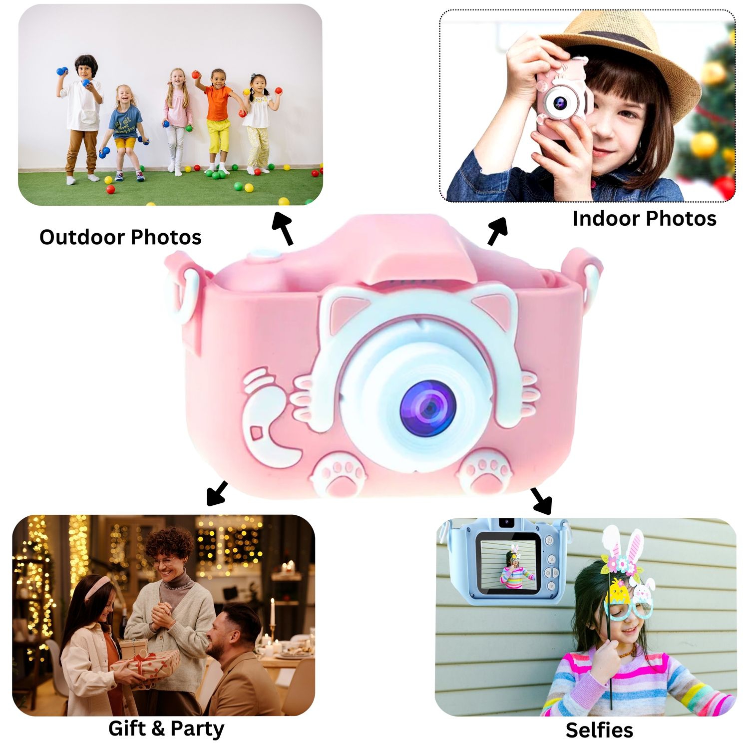 Appareil photo numérique pour enfants MAKATA 48&nbsp;Mpx avec jeux vidéo HD et musique MP3, caméra jouet amusante pour enfants de moins de 13 ans,