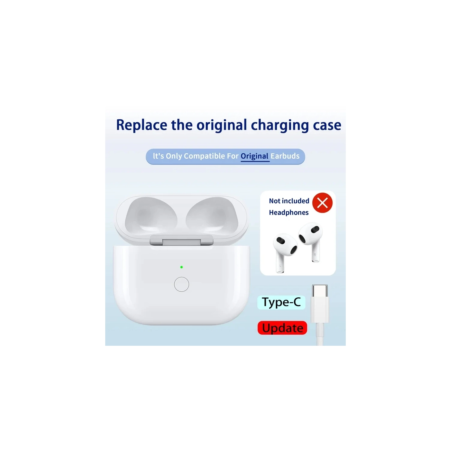 Replacement Wireless Charging Box for Original headphones Airpods Pro 1 2 3 Bluetooth Earphone 680mAh Battery Charger Case