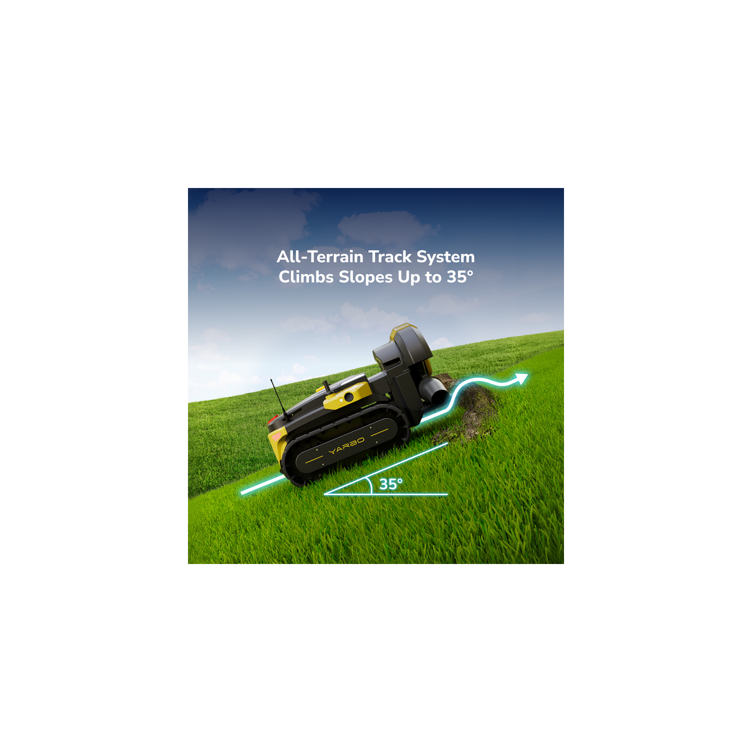 Tondeuse robot YARBO avec souffleuse à feuilles et design modulaire, cartographie à IA multizone, vision IA et RTK pour la navigation