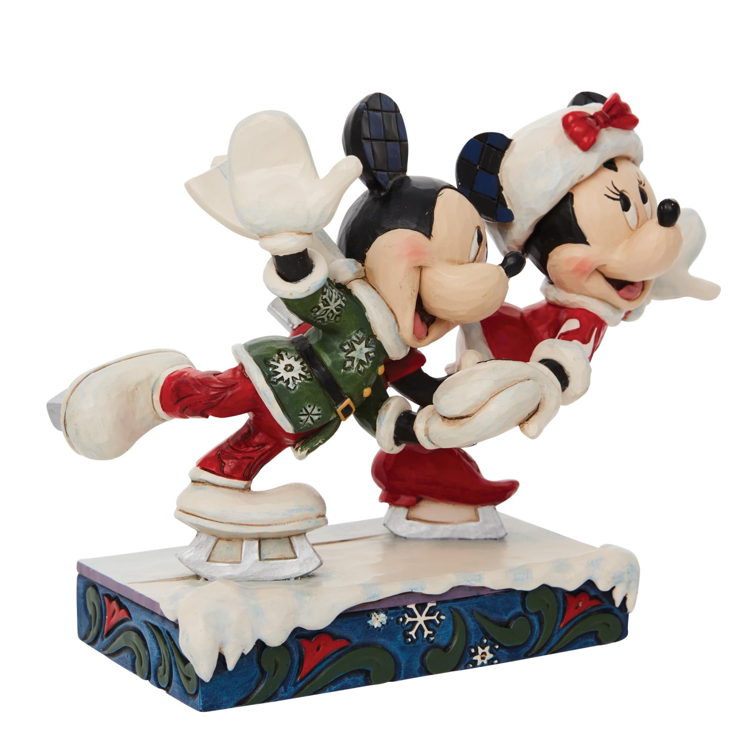 Enesco Jim Shore Disney Traditions Minnie and Mickey Mouse Ice Skating Figurine, 7 x 5 x 3 Inch, Multicolor