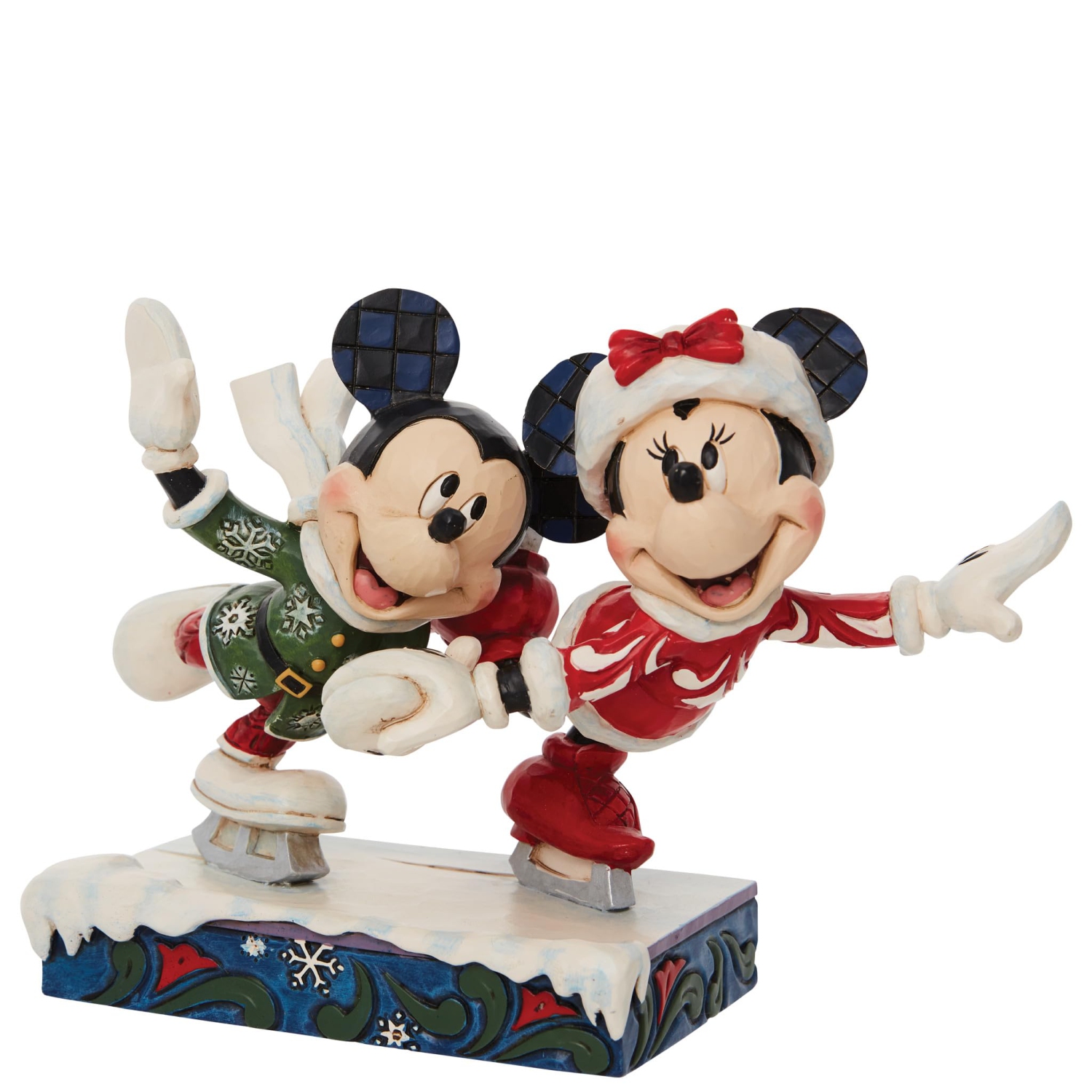 Enesco Jim Shore Disney Traditions Minnie and Mickey Mouse Ice Skating Figurine, 7 x 5 x 3 Inch, Multicolor
