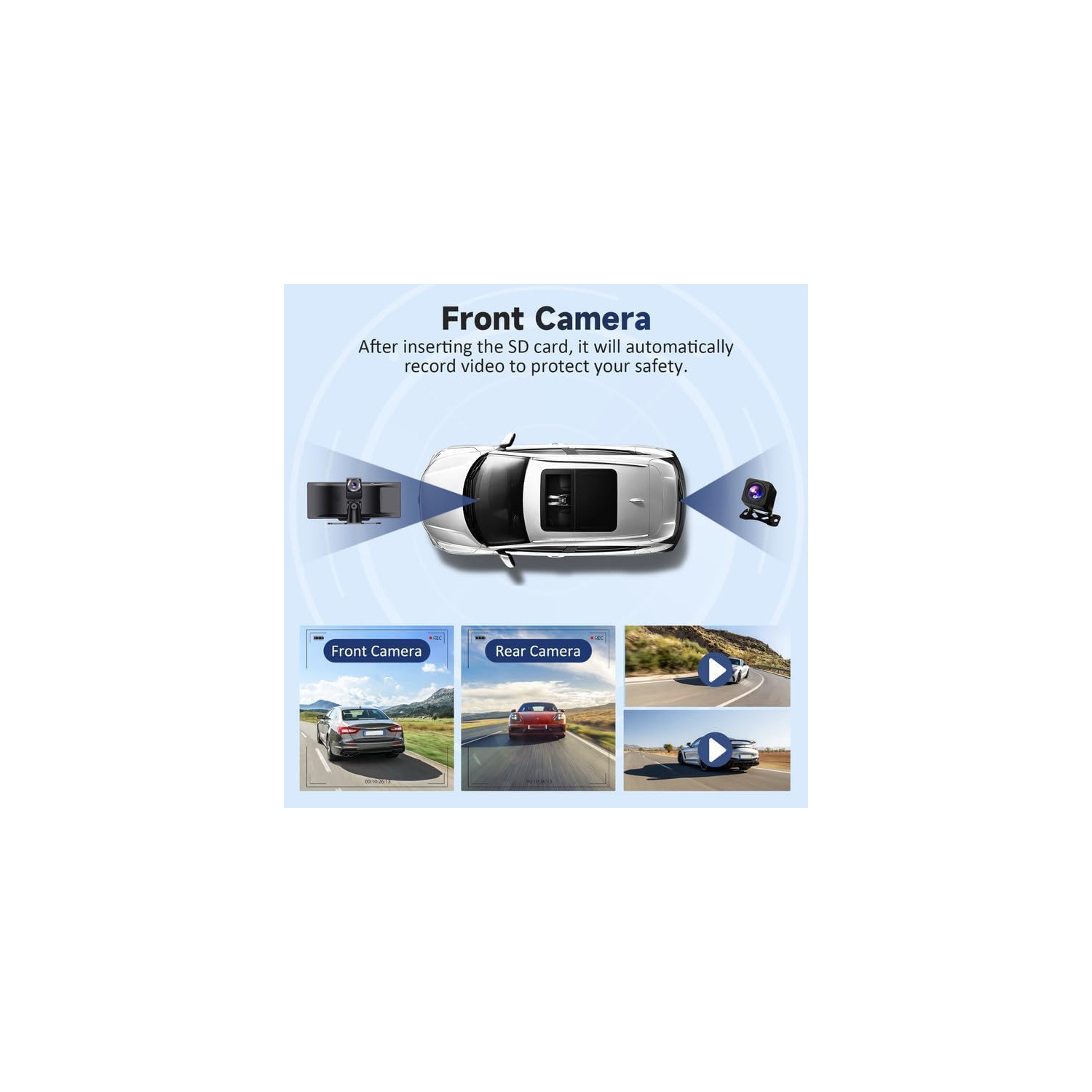 Kuayvan Wireless Portable Carplay Screen for Car - 10.26 Inch Carplay & Android Auto Car Touch Screen, with 4K Dash Cam, Backup Camera, Bluetooth,