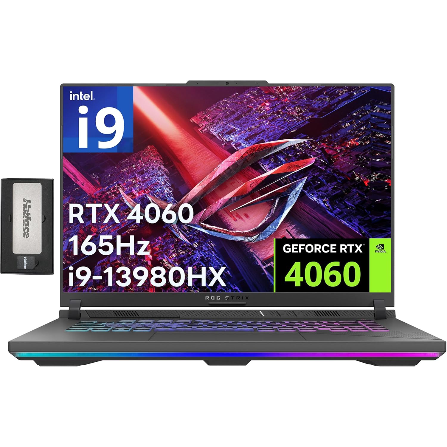 ASUS ROG Strix G16 16" FHD 165Hz Gaming Laptop, Intel i9-13980HX, NVIDIA GeForce RTX 4060, 4TB PCIe SSD, 64GB DDR5, RGB Backlit Keyboard, Win 11H, Gray, 256GB Docking Station Set