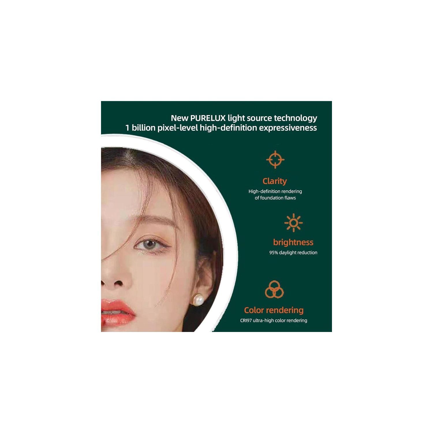 Miroir de coiffeuse autoportant 31.5 * 19Cm, miroir de maquillage à DEL verte, bureau lumineux, miroir rotatif, miroir à maquillage rond 31.5 * 19Cm,