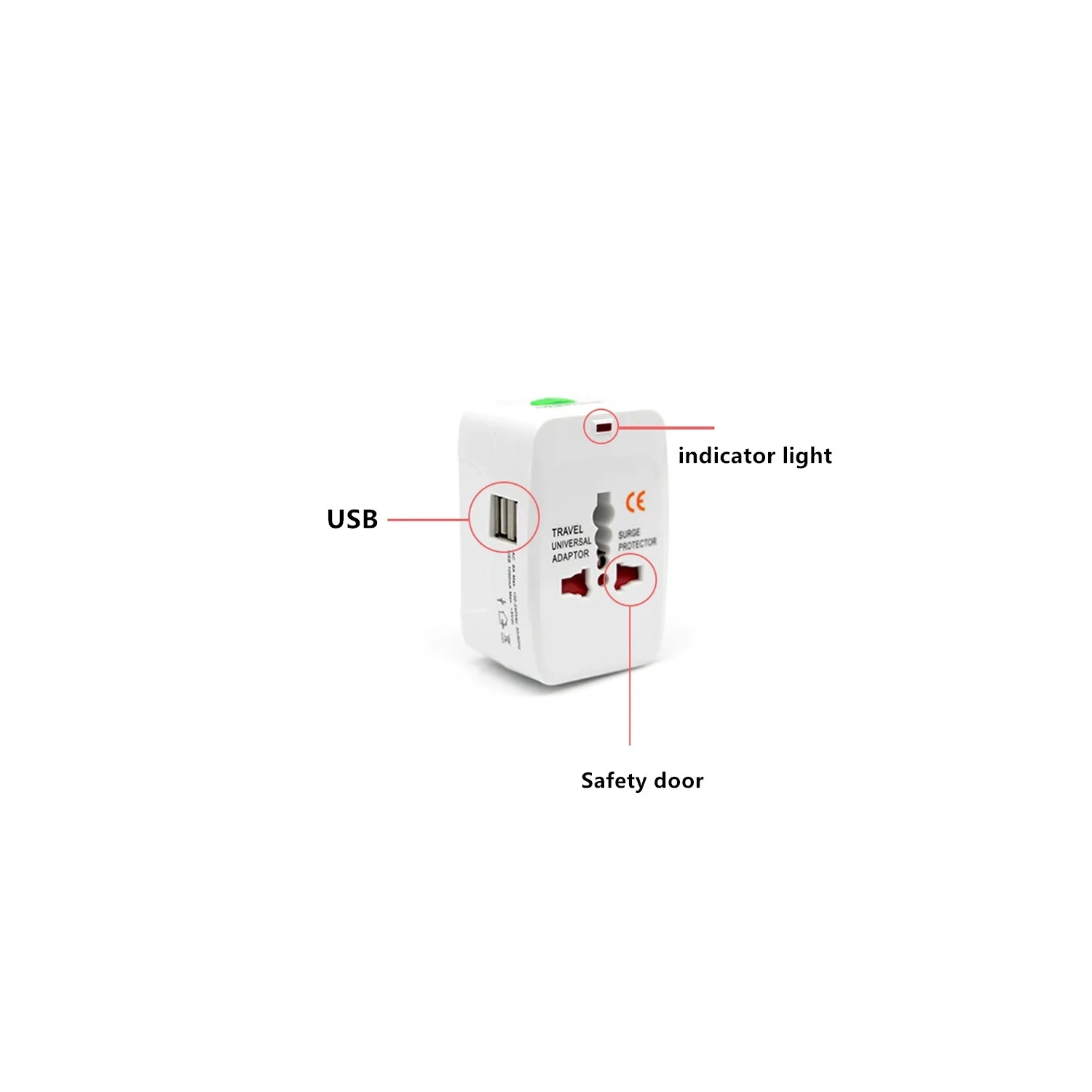 2 – Adaptateur de voyage universel à recharge USB tout-en-un pour convertisseur d'alimentation CA international de voyage, prise EU