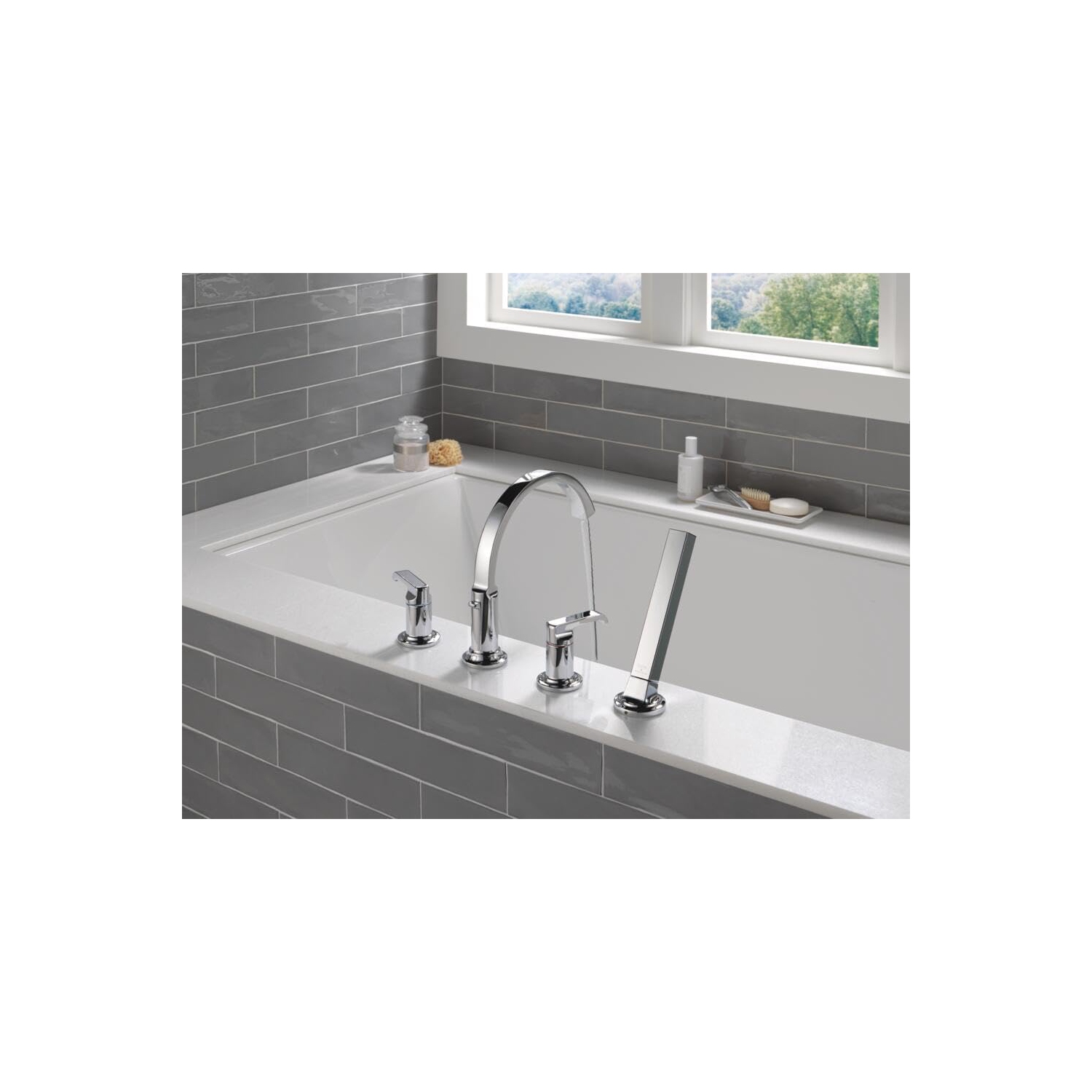 Robinet à baignoire romaine Delta Faucet Tetra, chrome, robinet à cuve chromée, robinet de baignoire romain, robinet à baignoire romaine Delta, chrome