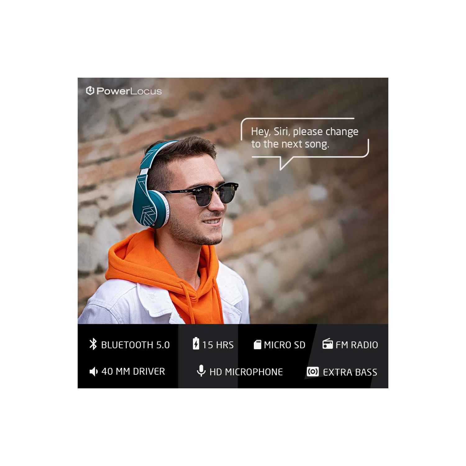 Bluetooth Over-Ear Headphones, Wireless Stereo Foldable Headphones Wireless and Wired Headsets , Micro SD/TF, FM for Phone/iPad/PC, Ocean Blue/White