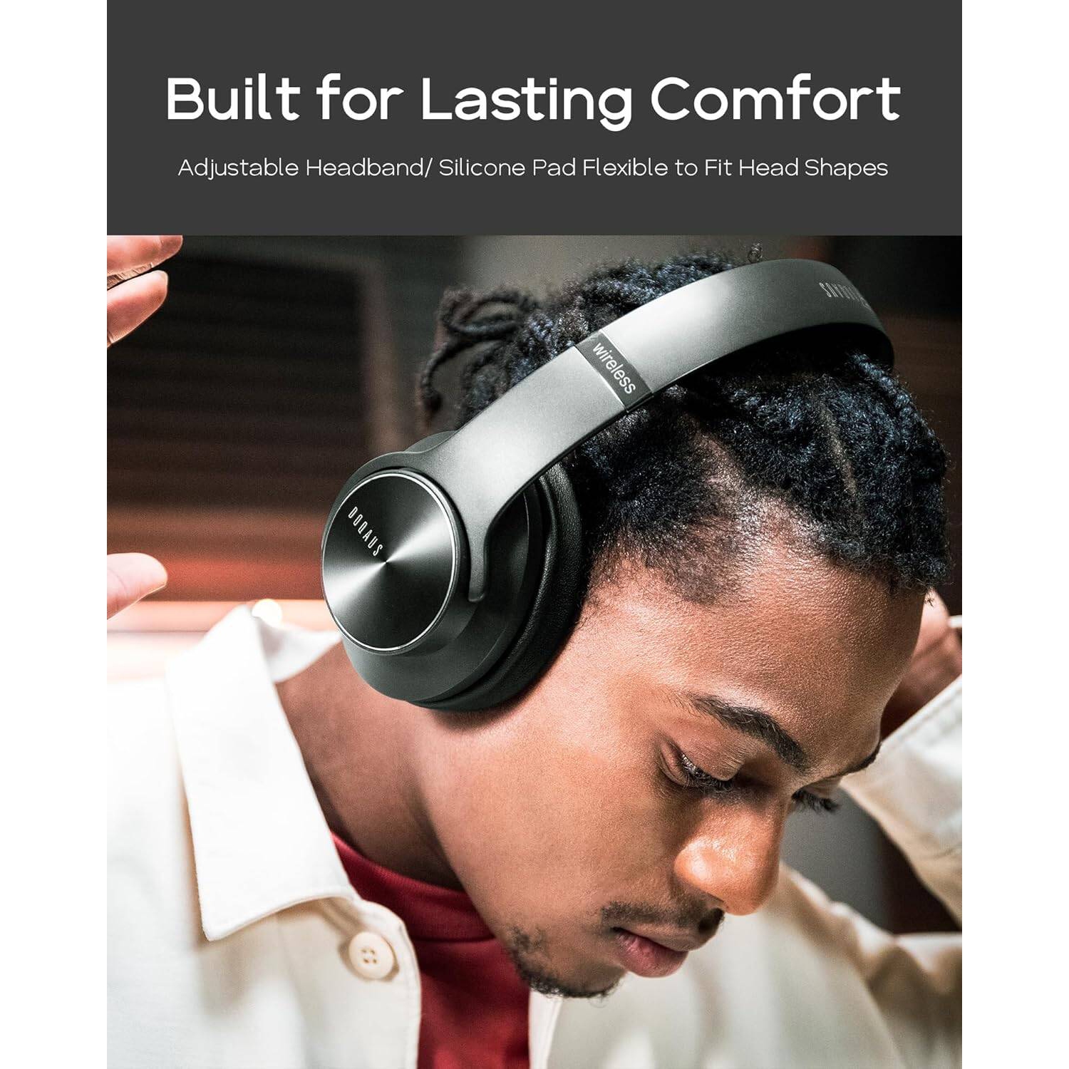 Écouteurs sans fil, écouteurs Bluetooth avec 3 modes d'égalisation, casque d'écoute stéréo haute-fidélité avec microphone pour iPhone/PC, noir