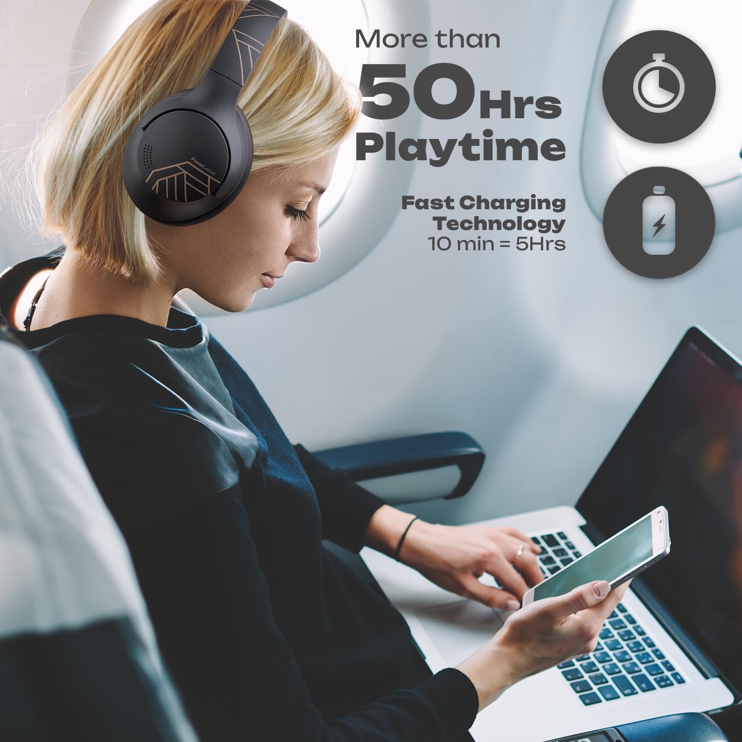 Bluetooth Headphones Over Ear, Wireless Headphones Over Ear 50 Hrs Playtime, Foldable Headphones with MicrophoneHiFi Stereo Headset for Phone/PC,