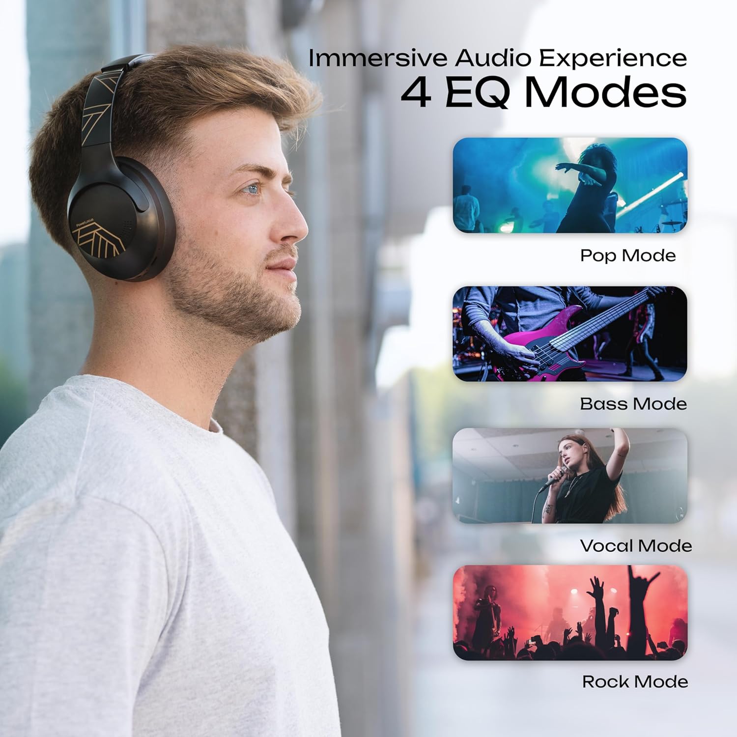 Bluetooth Headphones Over Ear, 50H Playtime Wireless Headphones with Microphone, HiFi Stereo Deep Bass Foldable Lightweight Headset for