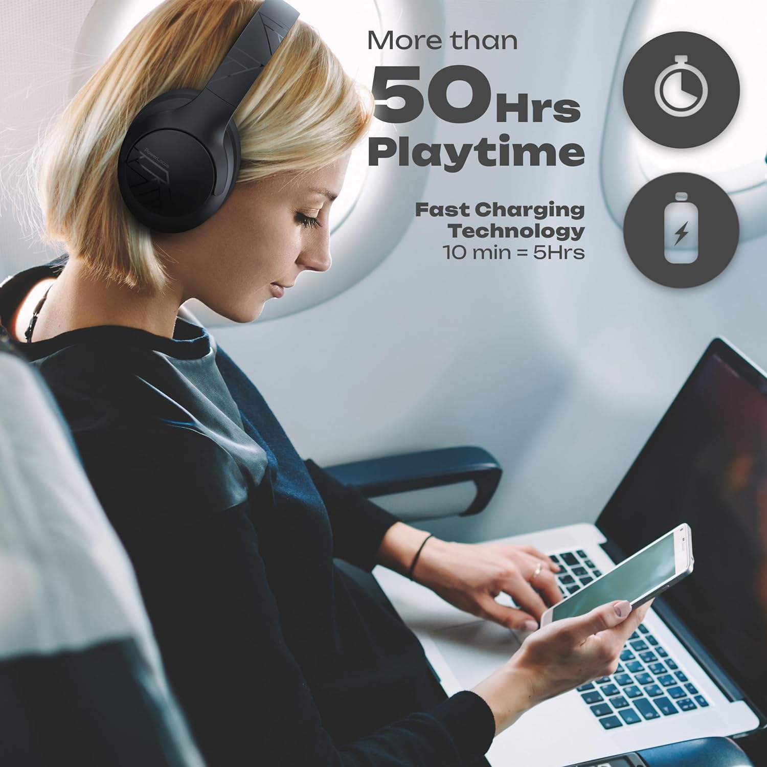 Bluetooth Headphones Over Ear, 50H Playtime Wireless Headphones with Microphone, HiFi Stereo Deep Bass Foldable Lightweight Headset for