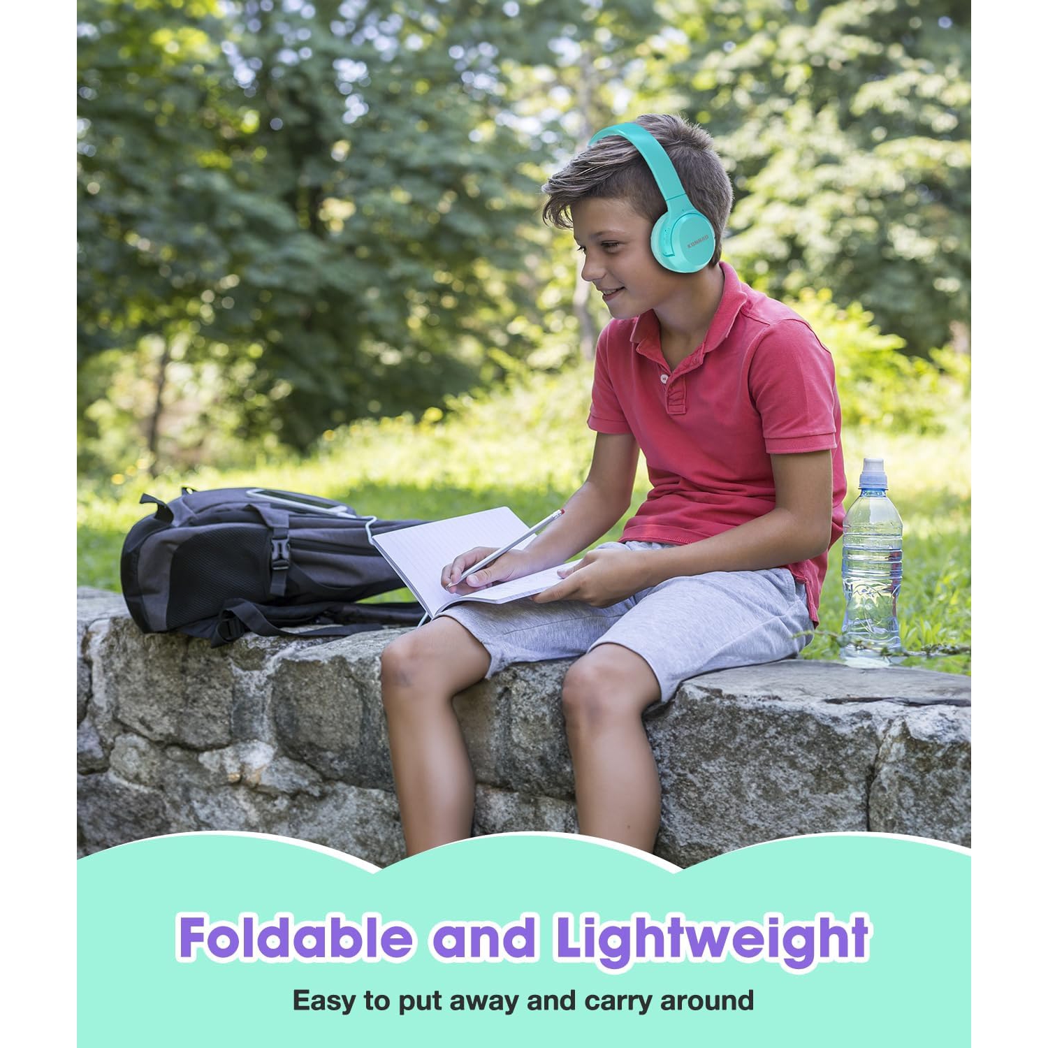 Headphones Wireless 60H, Foldable On Ear Headset Wireless Headphones, Over-Ear Headphones for Kids Adults School ,Travel, Pure Green