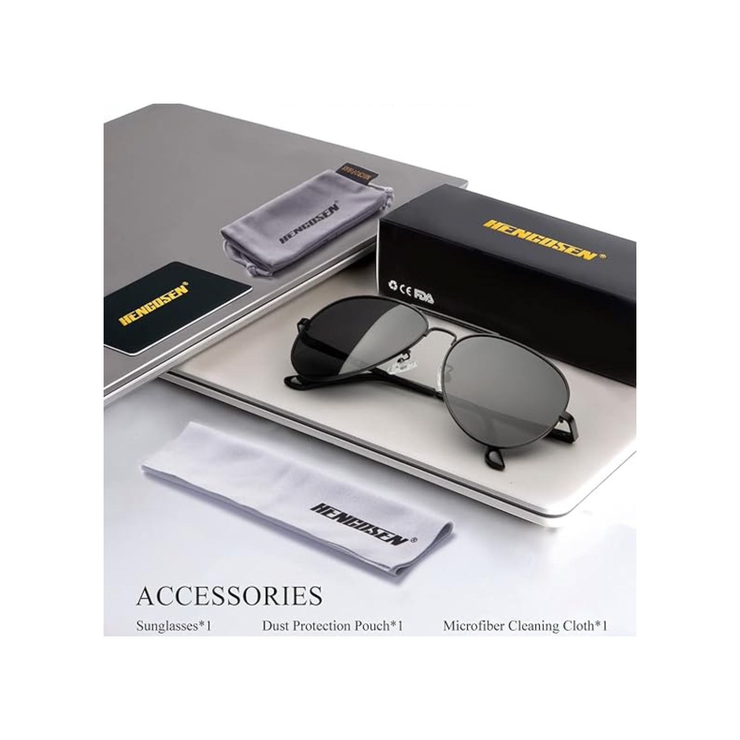 HENGOSEN Polarized Aviator Sunglasses for Men and Women, Premium Metal Frame, Police Sun glasses with UV 400 Protection