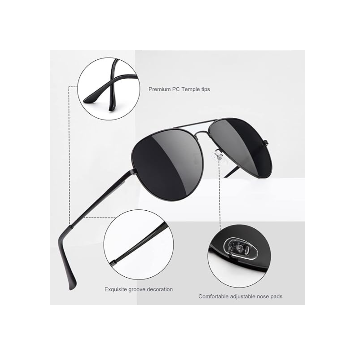 HENGOSEN Polarized Aviator Sunglasses for Men and Women, Premium Metal Frame, Police Sun glasses with UV 400 Protection