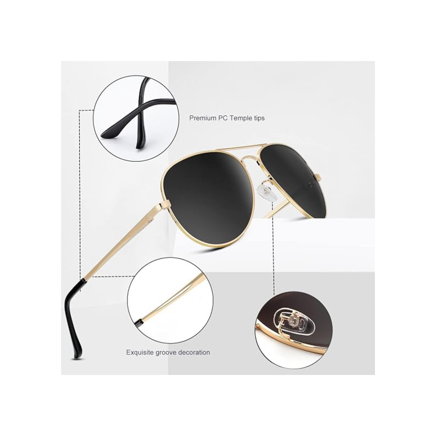 HENGOSEN Polarized Aviator Sunglasses for Men and Women, Premium Metal Frame, Police Sun glasses with UV 400 Protection