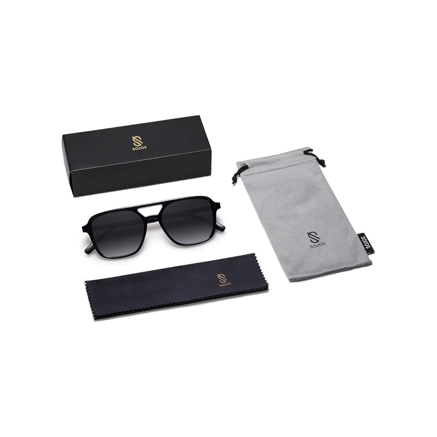 SOJOS Retro Aviator Sunglasses for Women Men,Trendy Rectangle Womens Mens Shades Sun Glasses SJ2202