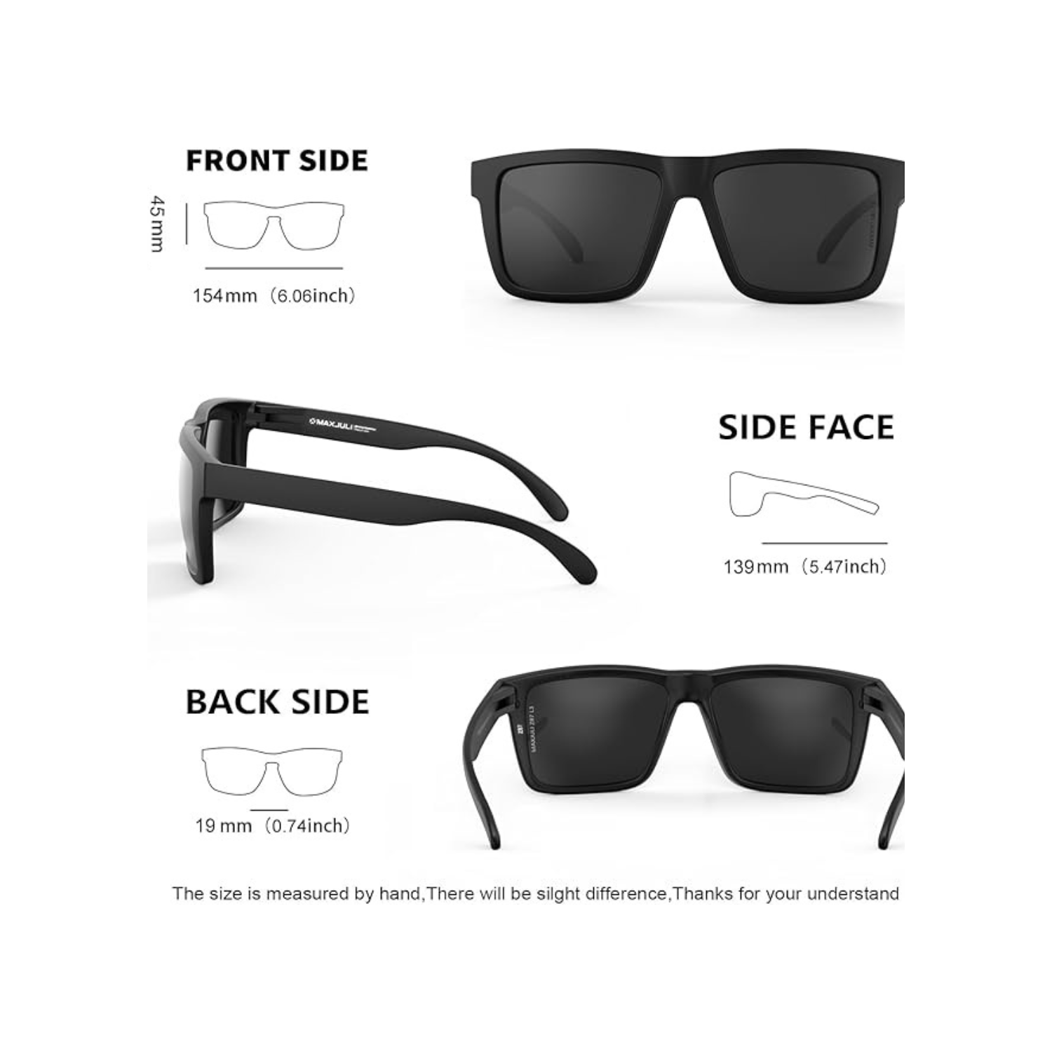 MAXJULI XXL Size Extra Large Z87 Sunglasses for Big Wide Heads Men TR90 Ultralight UV400 Protection Glasses 8228