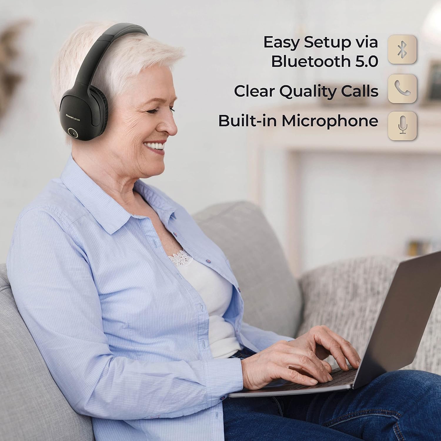 Casque d'écoute Bluetooth, casque d'écoute sans fil Bluetooth avec microphone, casque d'écoute pliable avec son stéréo haute fidélité pour téléphone