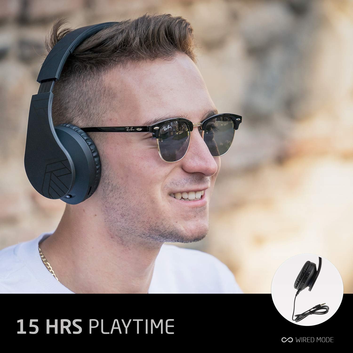 Bluetooth Over-Ear Headphones, Wireless Stereo Foldable Headphones Wireless and Wired Headsets , Micro SD/TF, FM for Phone/iPad/PC, Black