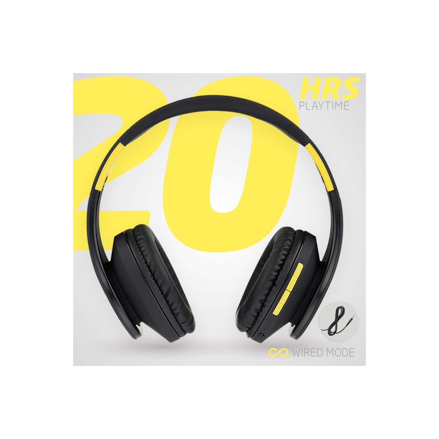 Bluetooth Over-Ear Headphones, Wireless Stereo Foldable Headphones Wireless and Wired Headsets , Micro SD/TF, FM for Phone/iPad/PC, Black/Yellow