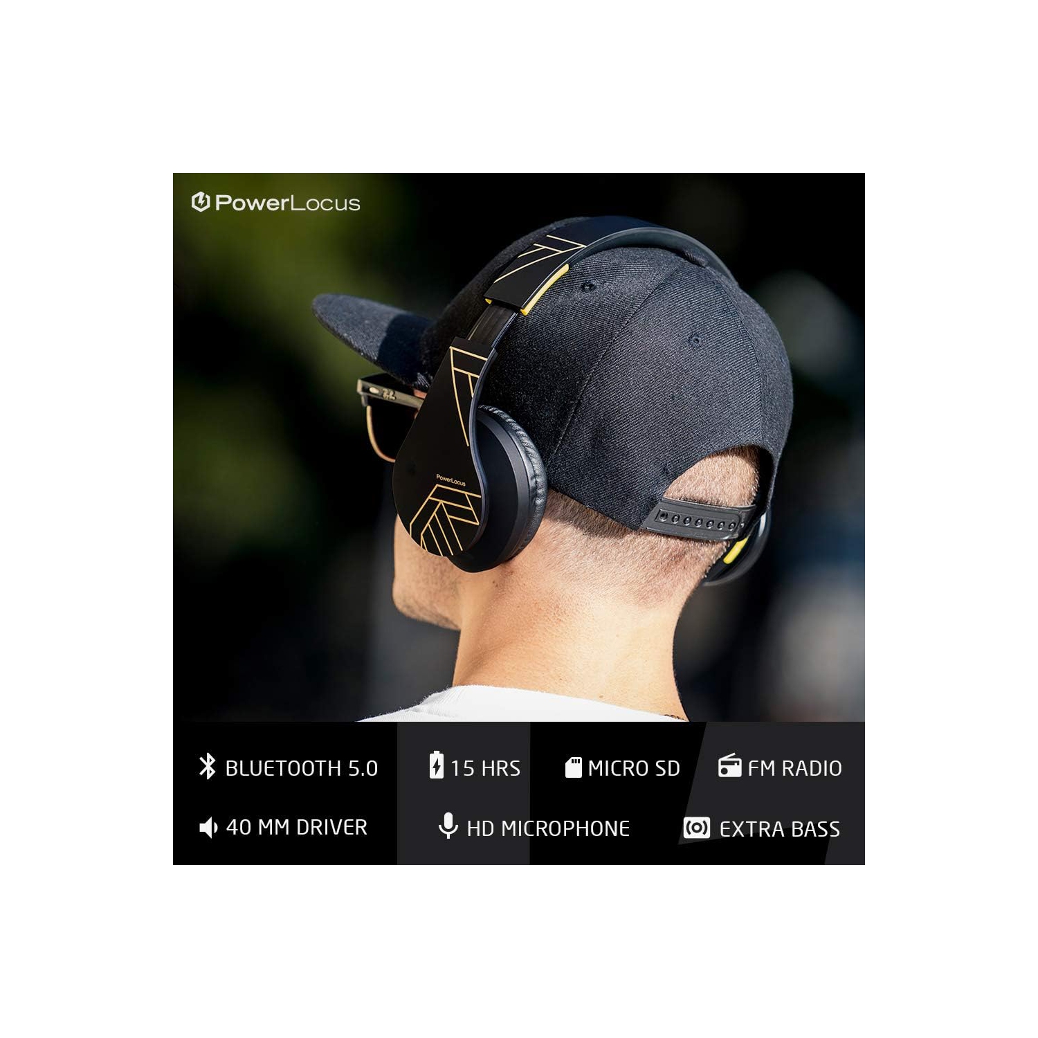 Bluetooth Over-Ear Headphones, Wireless Stereo Foldable Headphones Wireless and Wired Headsets , Micro SD/TF, FM for Phone/iPad/PC, Black/Yellow