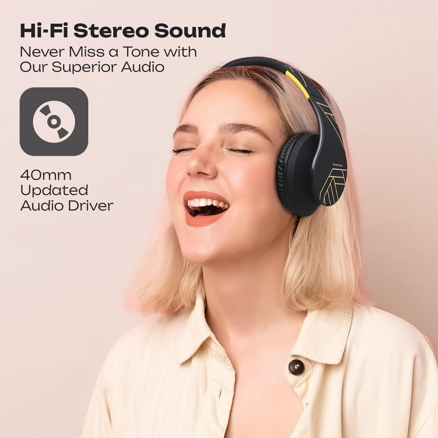 Bluetooth Over-Ear Headphones, Wireless Stereo Foldable Headphones Wireless and Wired Headsets , Micro SD/TF, FM for Phone/iPad/PC, Black/Yellow