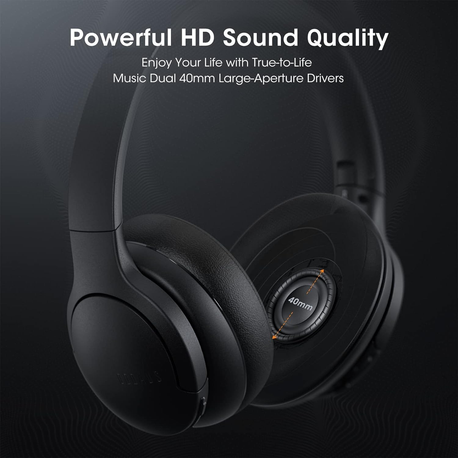 Wireless Headphones, Bluetooth Headphones and 3 EQ Modes Over Ear Headphones with Mic, HiFi Stereo Sound Foldable Wireless Headset for Phone, Black