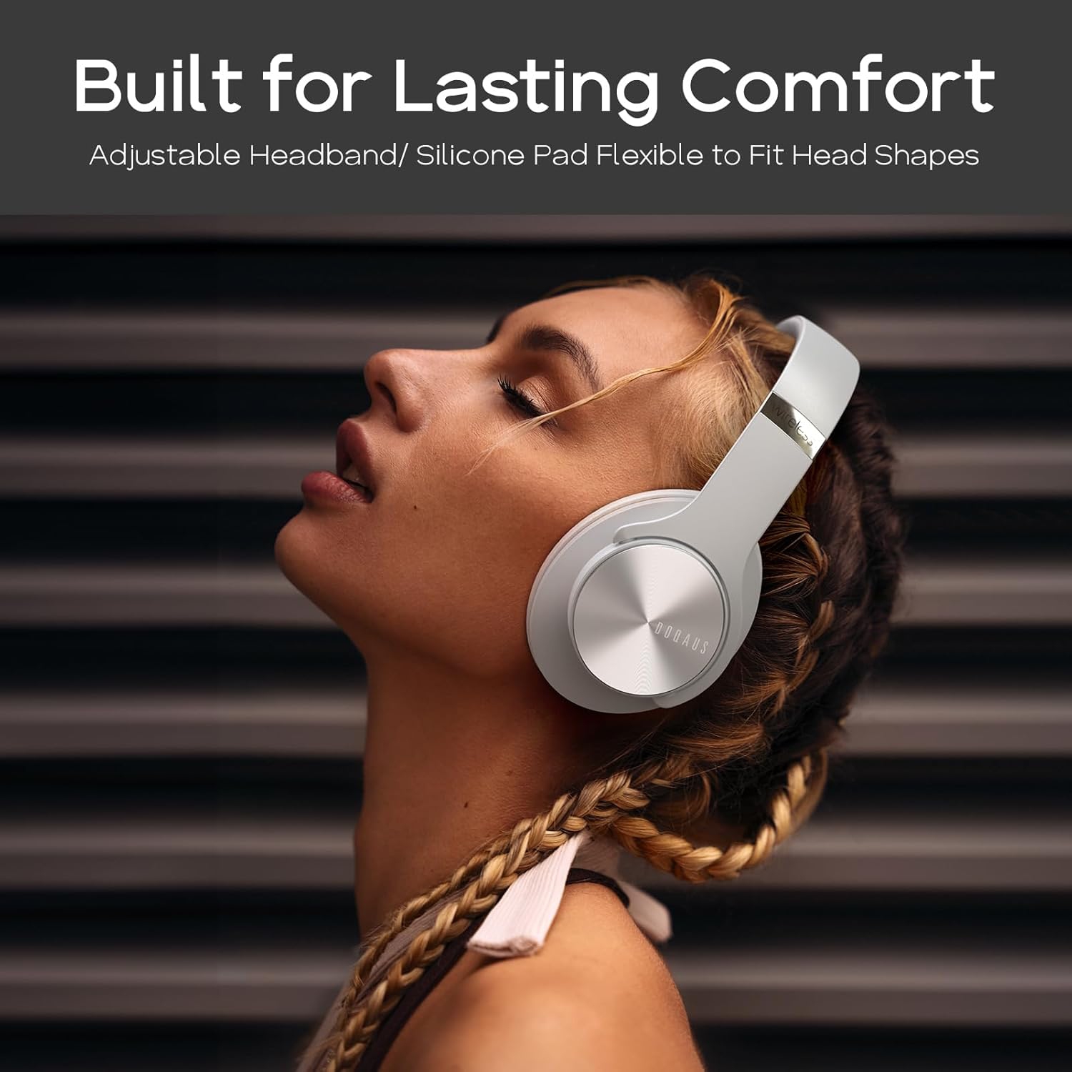 Écouteurs sans fil, écouteurs Bluetooth avec 3 modes d'égalisation, casques d'écoute stéréo haute-fidélité avec microphone pour iPhone/PC, gris pâle