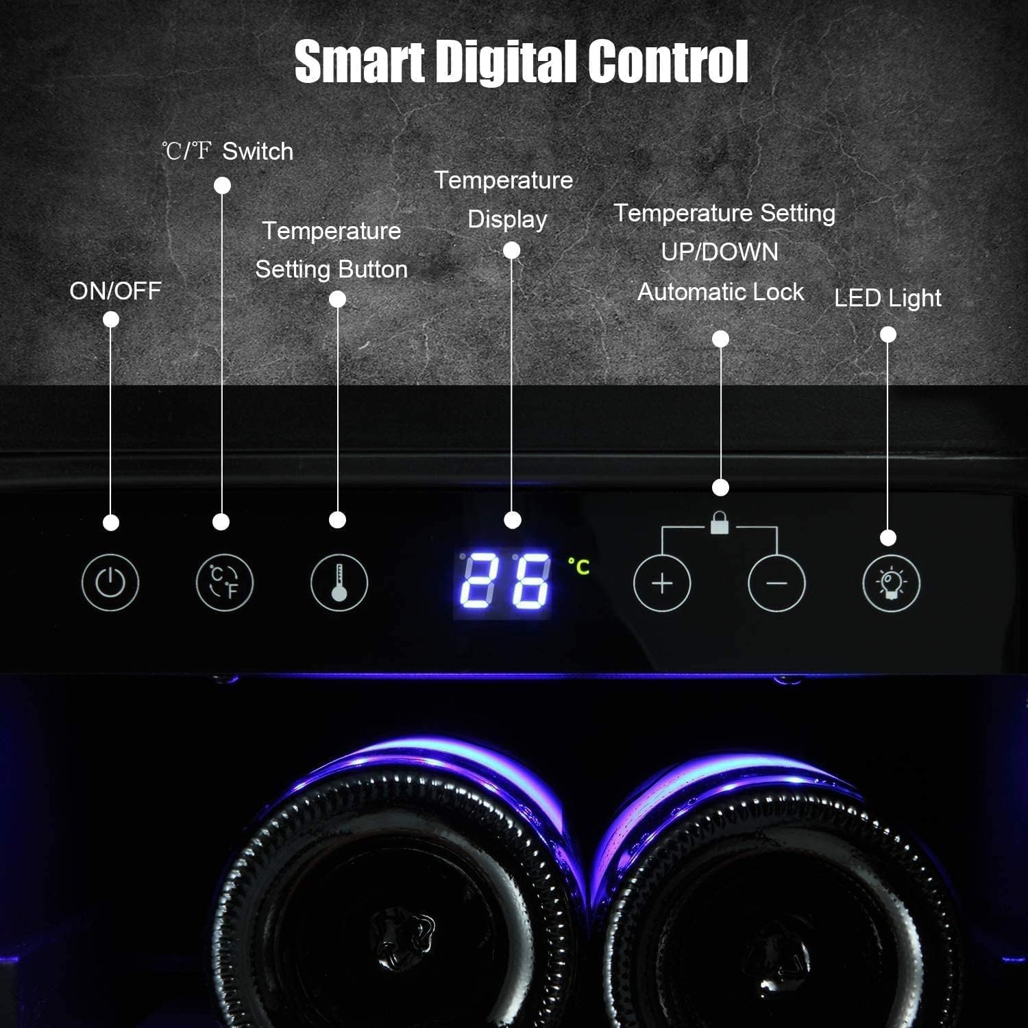 ZAFRO 24 Inch Beverage Refrigerator Under Counter Built-in Wine Cooler Mini Fridge Clear Glass Door Digital Memory Temperature Control, Beer Soda LED