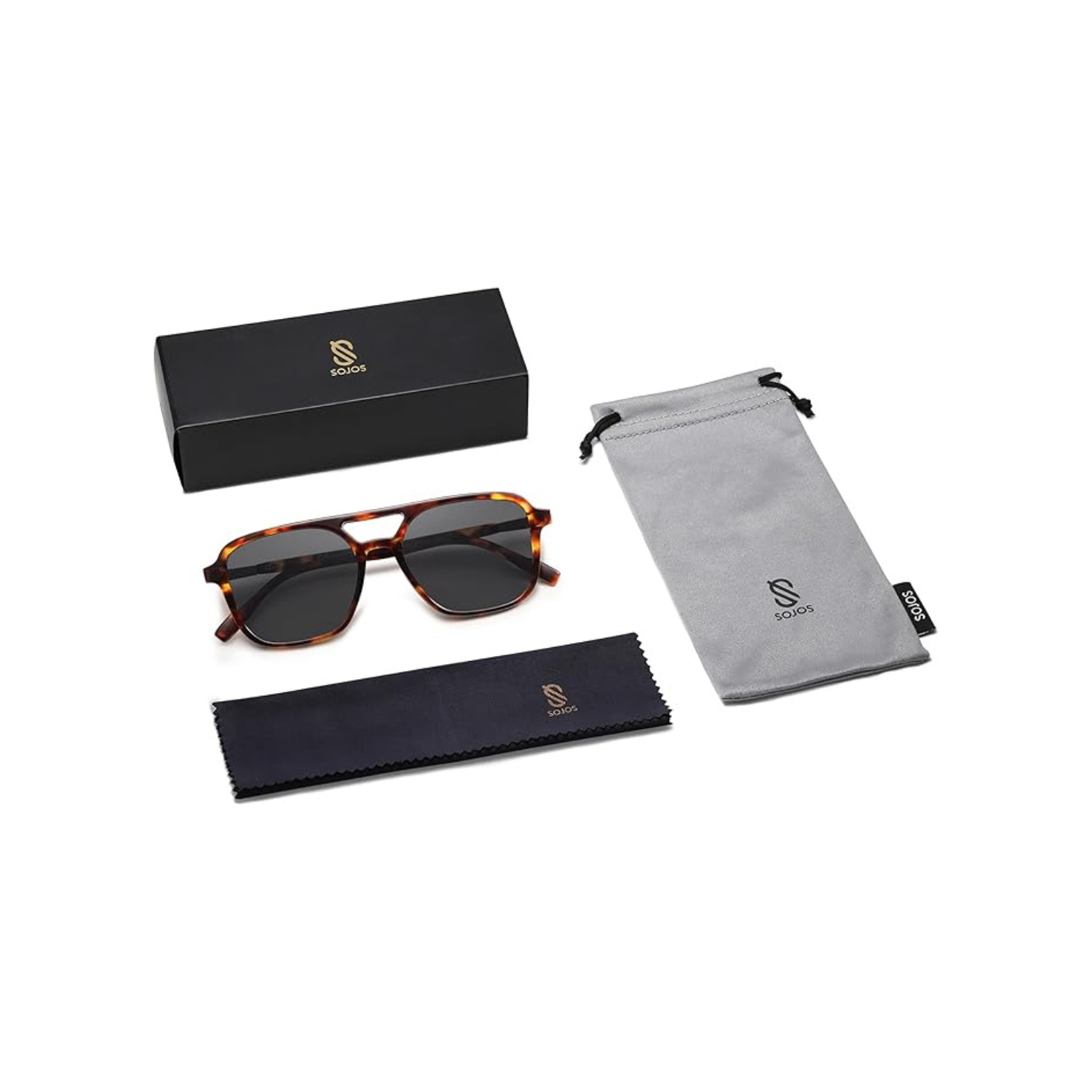 SOJOS Retro Aviator Sunglasses for Women Men,Trendy Rectangle Womens Mens Shades Sun Glasses SJ2202