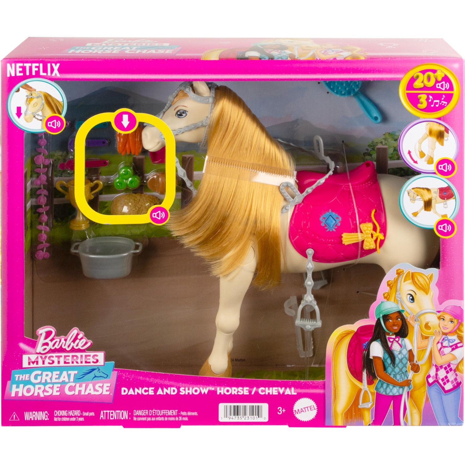 Barbie Toy Horse with Sounds, Music & Accessories, Inspired by Barbie The Great Horse Chase, Horse Moves, Dances & Bli..