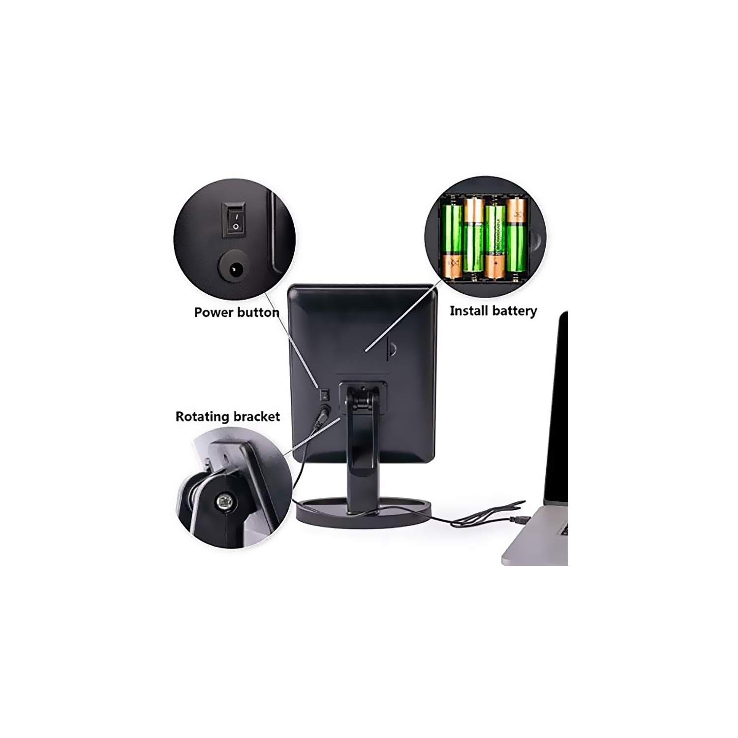 Miroirs Maquillage de table Esthétique Loupe maquillage Maquillage portatif avec lumières à DEL/rotation à 180°