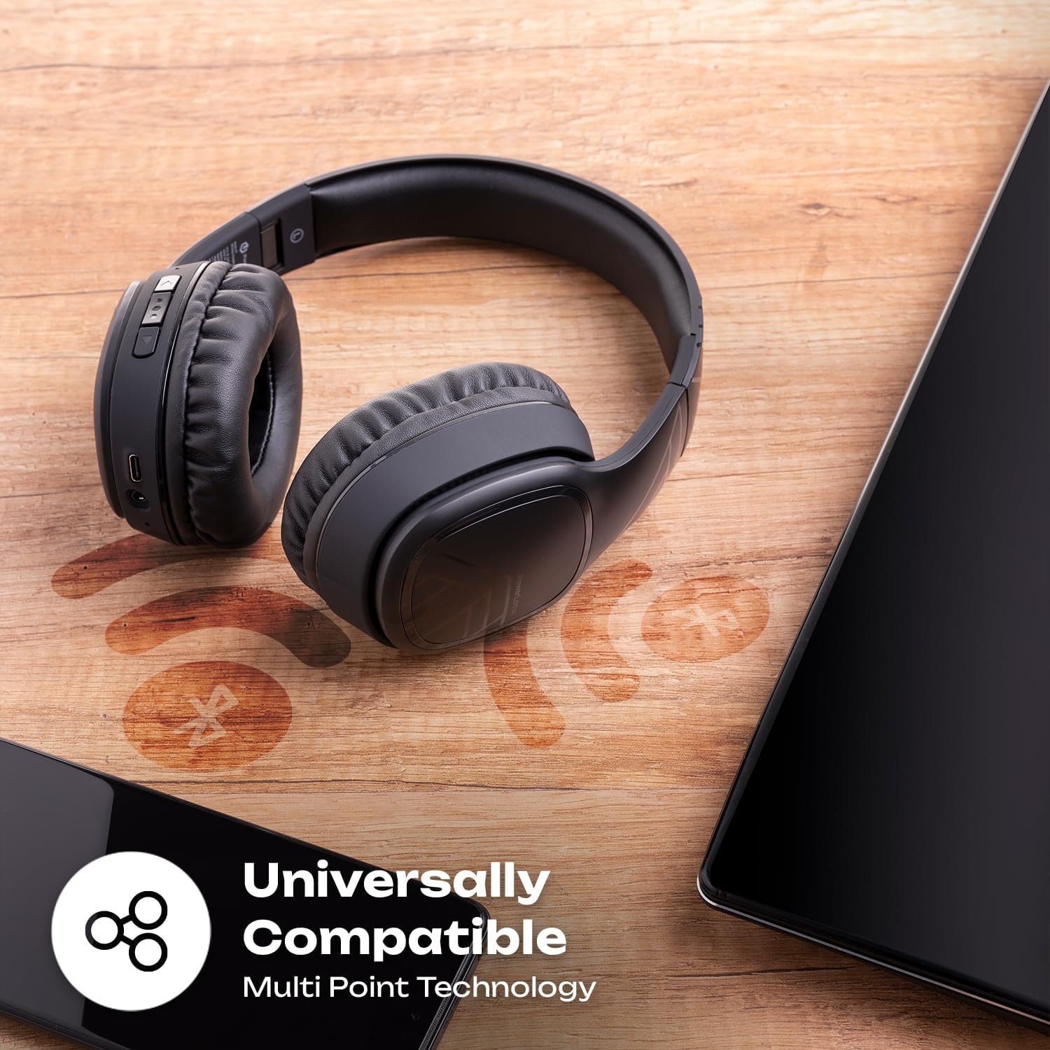 Casque d'écoute Bluetooth, casque d'écoute sans fil Bluetooth avec microphone, casque d'écoute pliable avec casque stéréo haute fidélité pour