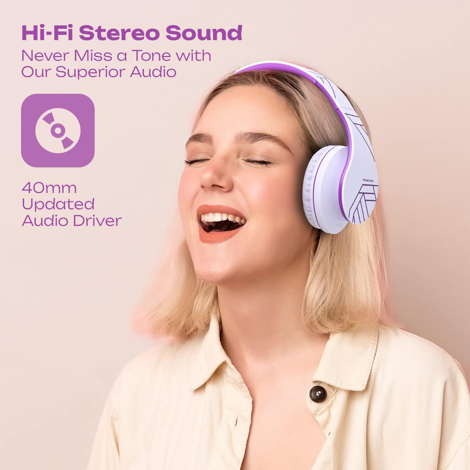 Casque d'écoute Bluetooth, écouteurs stéréo sans fil pliables sans fil et avec fil, Micro SD/TF, FM pour téléphone/iPad/PC, blanc/violet