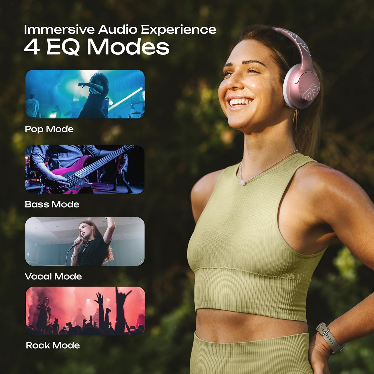 Bluetooth Headphones Over Ear, 50H Playtime Wireless Headphones with Microphone, HiFi Stereo Deep Bass Foldable Lightweight Headset for