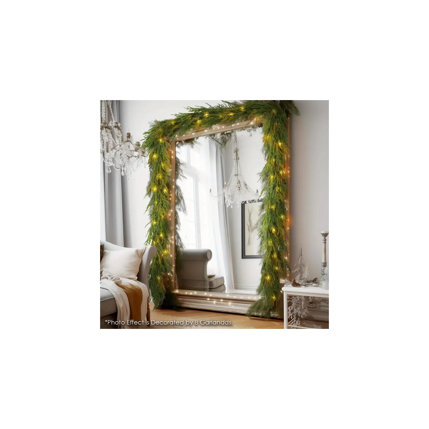 6FT Pre-lit Norfolk Pine Garland with LED Lights - Battery Operated Christmas XMas Decor for Indoor & Outdoor Use, Perfect for Mantel, Table