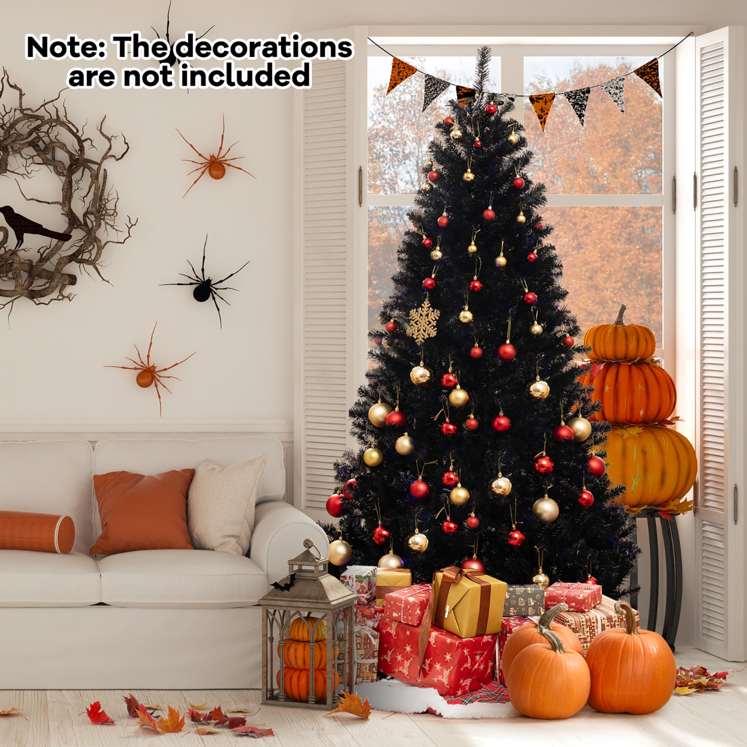 Gymax 6/7/8 Halloween Tree Artificial Decoration Tree w758/1040/1408 Branch Tips 6 Lighting Modes