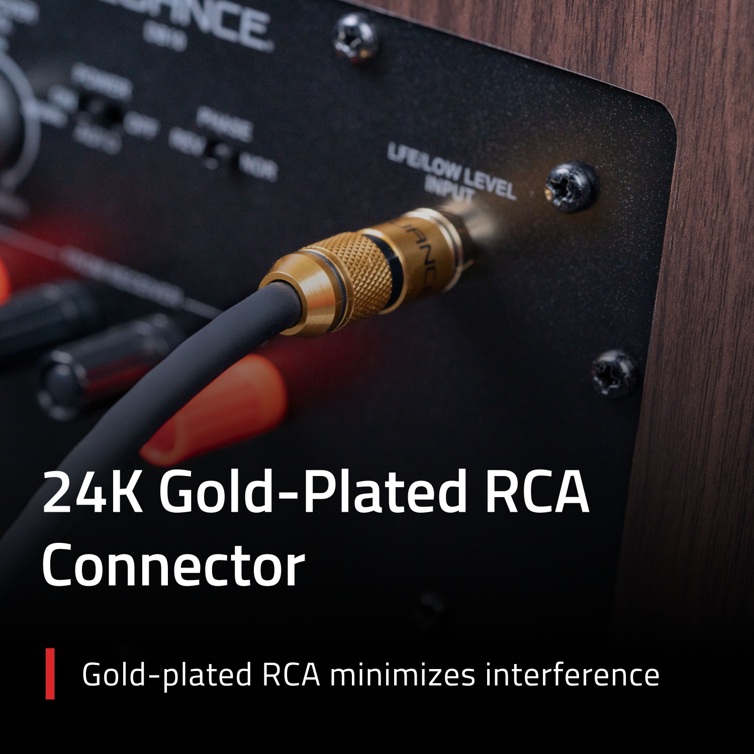 Fluance Premium Grade Subwoofer Cable with Gold Plated RCA Connectors for Subwoofer, Home Theater, Amplifier - 12 ft