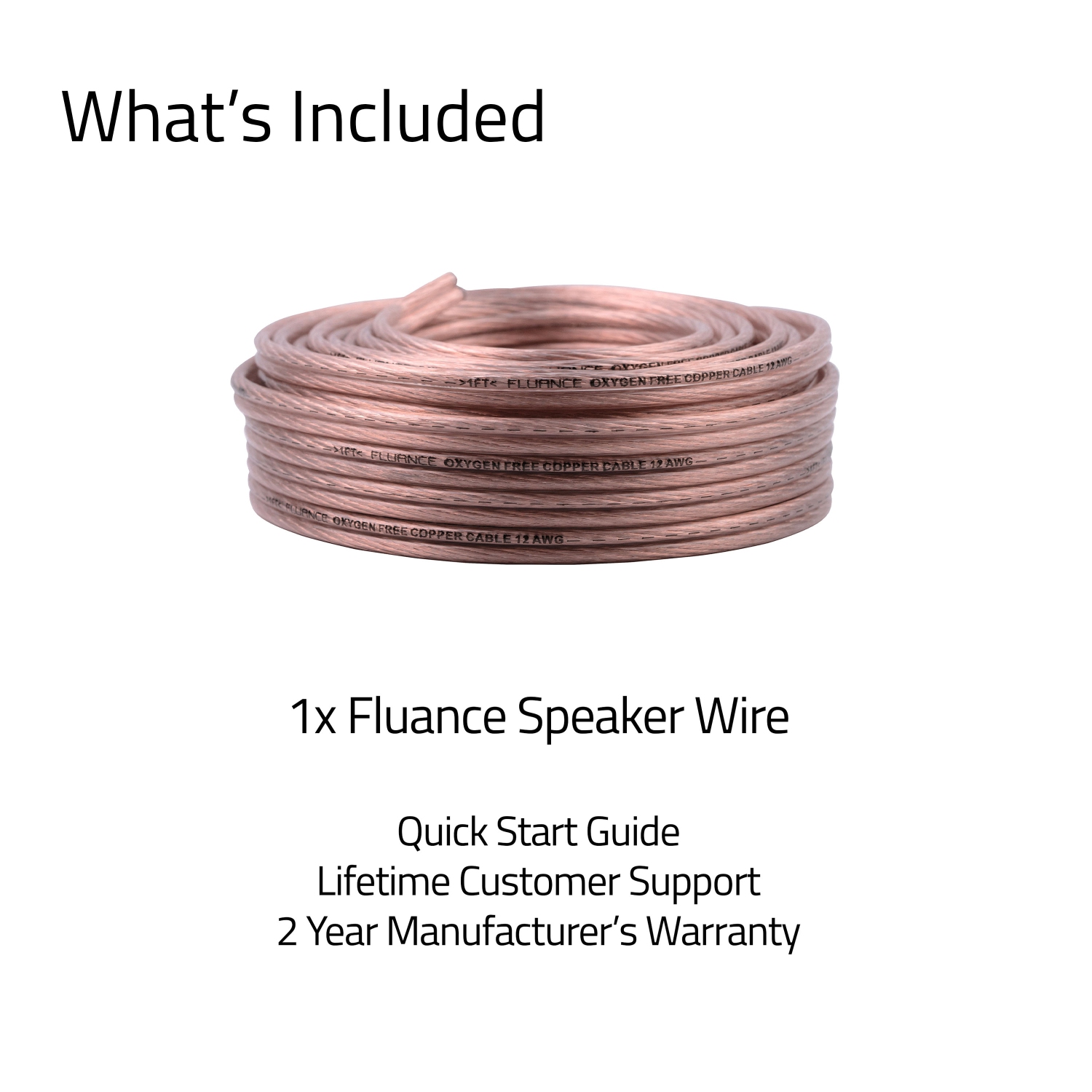 Fluance 12AWG 50ft Speaker Wire, Oxygen-free Copper Cable, for Hi-Fi Set-up, Home Theaters, Floor-standing Speakers